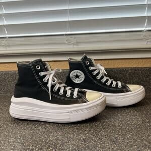 Converse All Star Platform Hi Top Women's Sz 7 Black Canvas Sneaker Lace Up Shoe